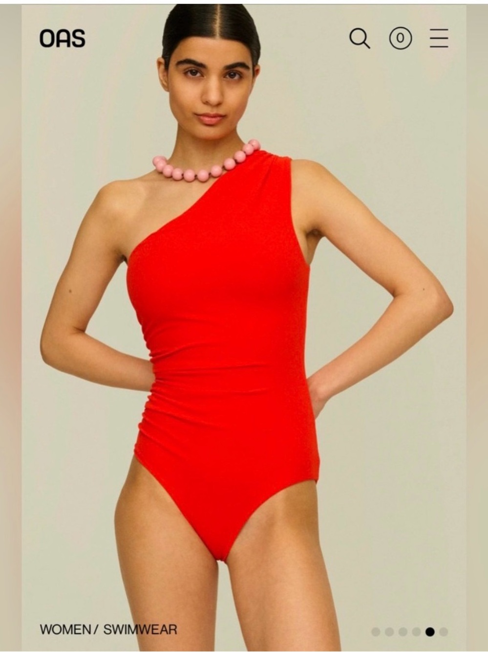 OAS Season Jagger Red One Shoulder Ruched Bathing Suit Swimsuit NWT XS